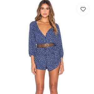 Blue floral romper - Auguste - Size 4